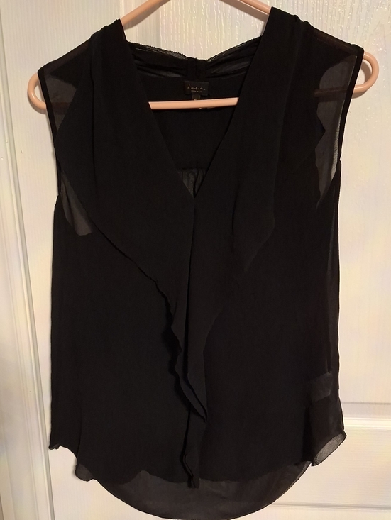 Babaton Tops - Babaton Silk Black Ruffle Front Sleeveless Camisole